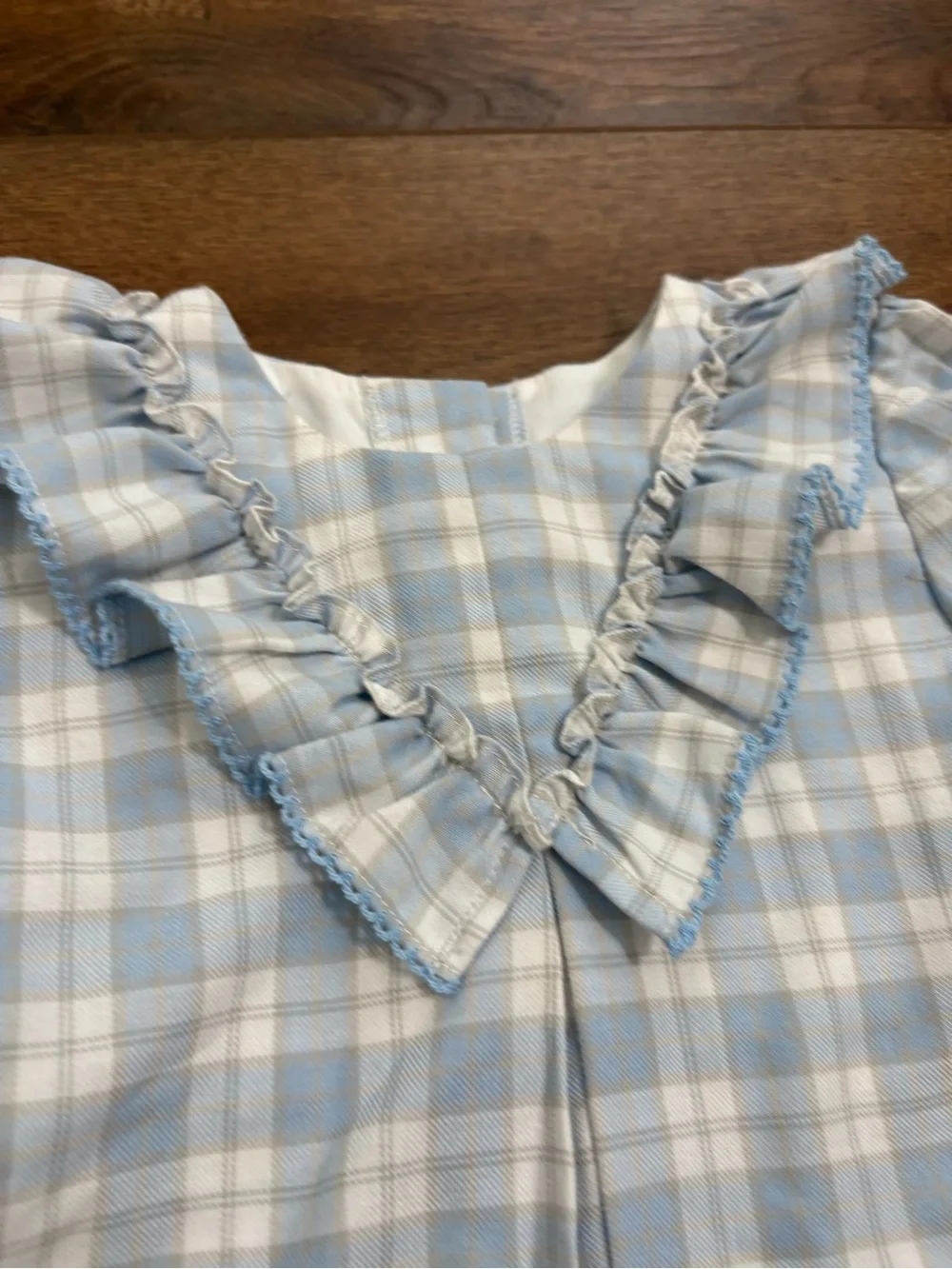 Delaney Blue Plaid Ruffle Collar Dress 24M Girls